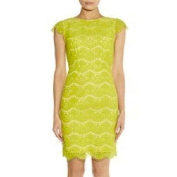 Lulu's Darling Marissa Lace Sheath Dress Lime Green - Picture 2 of 12